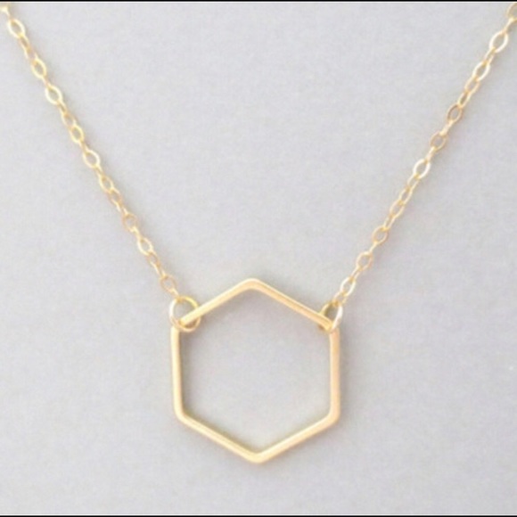 Stay Hexy Gold Dainty Hexagon Necklace - Picture 6 of 6